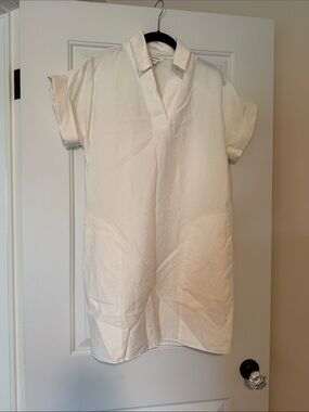 Banana Republic White Short-Sleeve Midi Dress